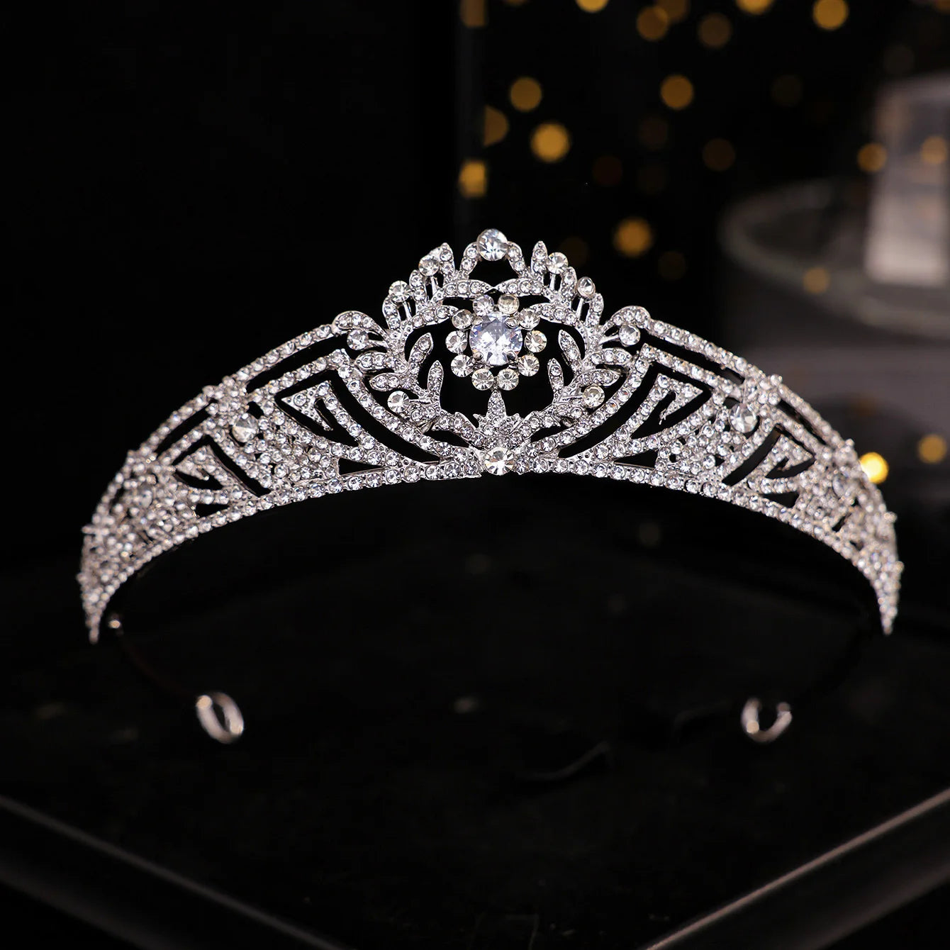 Baroque Silver Color Crystal Flower Bridal Tiaras Crown Rhinestone Pageant Diadem Bride Headband Wedding Hair Accessories Bijoux