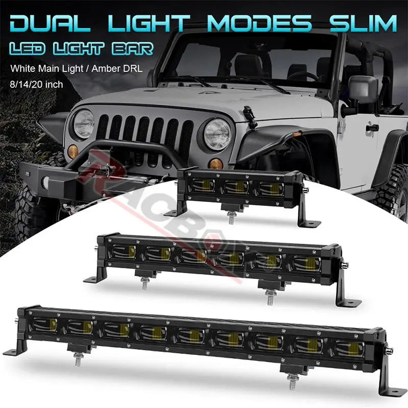 RACBOX 8 14 20 inch 6D Lens Single Row Led Light Bar for Jeep Lada Offroad ATV UTV UAZ Car Driving Work Light 12V 24V Fog Lamp
