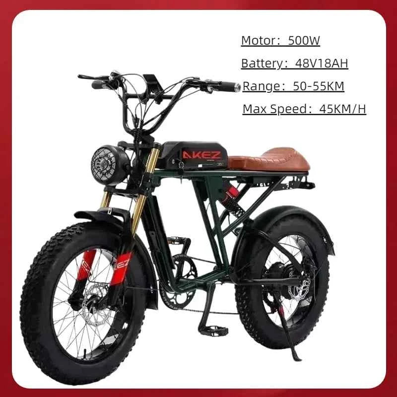Mountain Adult Akez Electric Bicycler 1500W motor 48V 36AH Removable lithium Battery E bike 20 inch Tire Off-road Electric Bike
