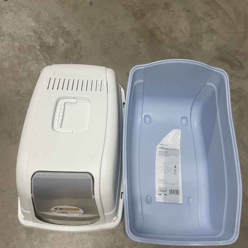 Lettiera per Gatti con Coperchio – Blu e Bianco | Fresca e Igienica