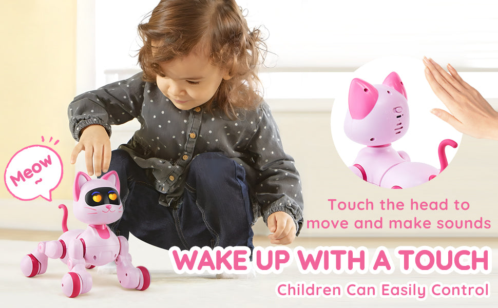 SucceBuy Intelligent Remote Control Robot Cat Electronic Stunt Voice Command Programmable Touch-sense Music Song Children's Toys