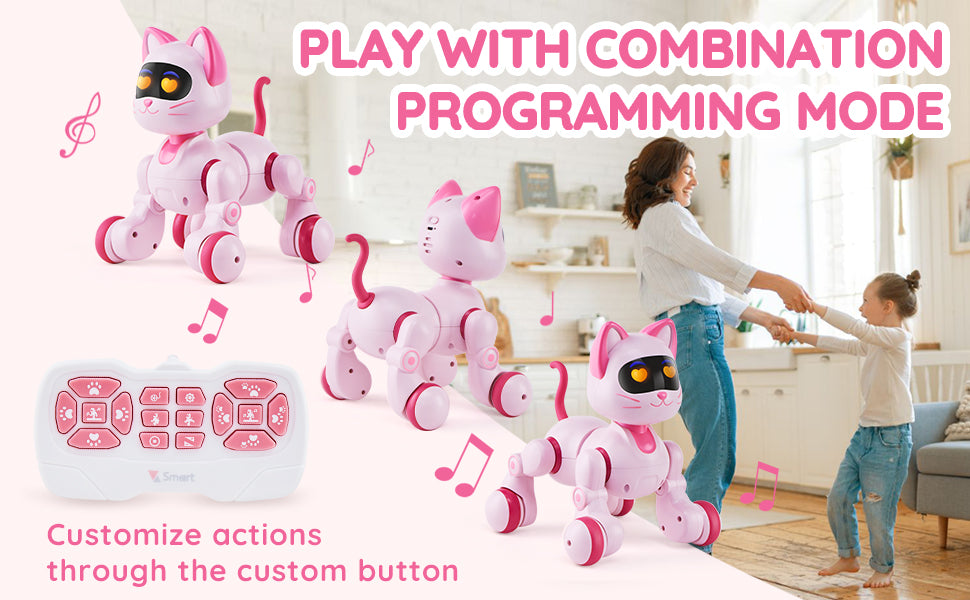 SucceBuy Intelligent Remote Control Robot Cat Electronic Stunt Voice Command Programmable Touch-sense Music Song Children's Toys